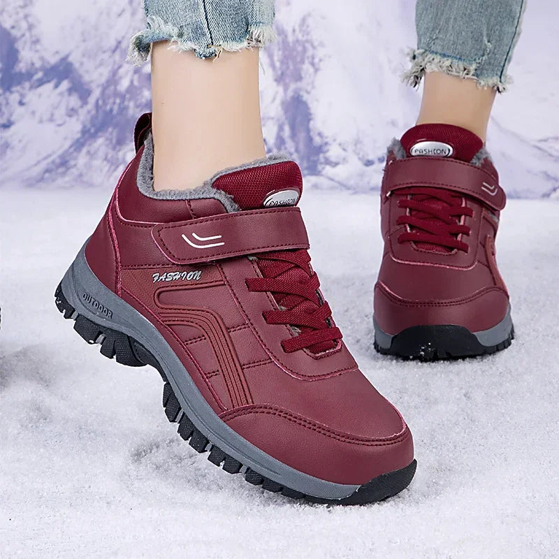Winter Women Leather Outdoor Ankle Boots Autumn Hiking Velvet Warm Shoes Trekking Mountain Sneakers Tracking Treking Plush - Buy online at  Vibe In Cart.
