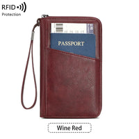 Multifunctional Travel Passport Wallet with RFID Protection in Microfiber Leather