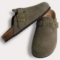 Comwarm Winter Cork Men Clogs Slippers Brand Cow Suede Clogs Leather Cork Footbed Men Mules Outdoor Antiskid Men Beach Sandals - Buy online at  Vibe In Cart.
