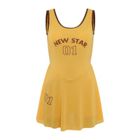 Sporty Style Girl Dress Children's Sleeveless Letter Print Sports Golf Tennis Workout Athletic Dress with Removable Chest Pads