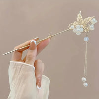 Elegant Chinese Style Hair Clip Tassel Hair Stick Traditional Floral Design Hairstyle Accessory Women Jewelry Hairpin Hairneedle - Buy online at  Vibe In Cart.