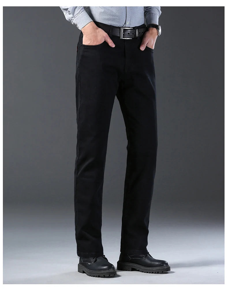 Men Classic Advanced Fashion Brand Pure Black Jeans Man Soft Breathe Stretch Slim Straight Denim Trousers Mens Pants Overalls - Buy online at  Vibe In Cart.