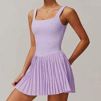 VITALINOVO Workout Tennis Dress with Built in Shorts Square Neck Padded Workout Dress with Pockets Golf Athletic Mini Dresses - Buy online at  Vibe In Cart.