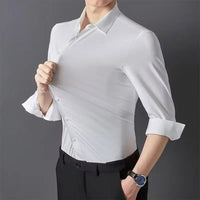 Premium Men's Ultra-Stretch Shirt - High-Quality Silky Business Formal Long-Sleeve Shirt for Social and Casual Wear - Buy online at  Vibe In Cart.