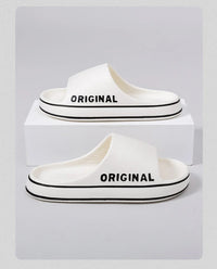 Couple Sandals Women Mens Letter Slippers Beach Slides Summer Anti Slip Thick Sole Indoor Bathroom Solid Color Shoes - Buy online at  Vibe In Cart.
