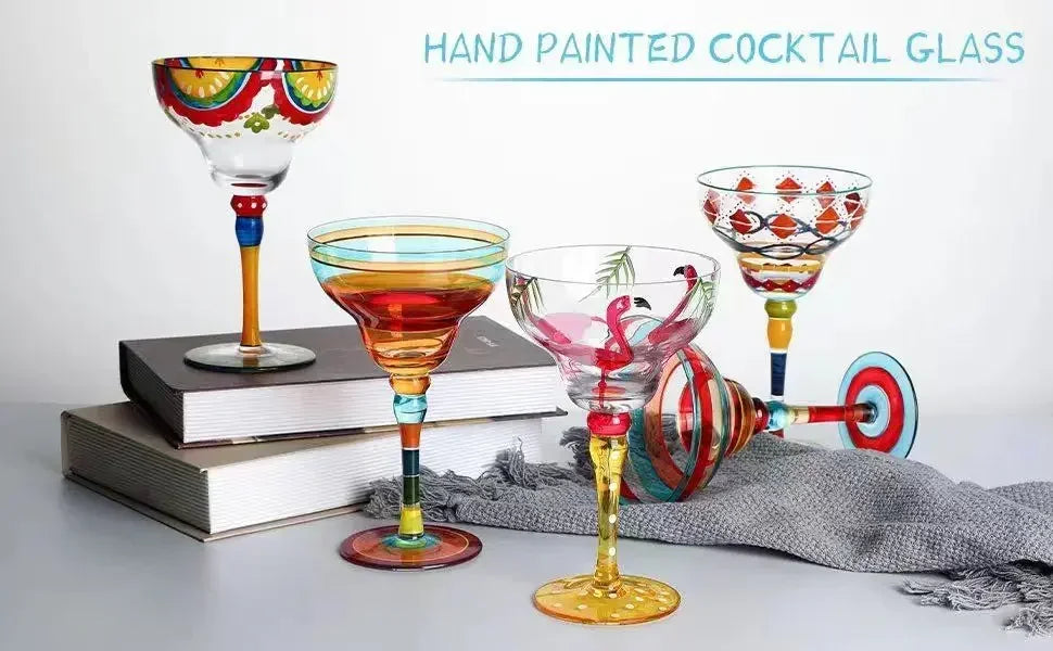Handmade Colorful Margarita & Champagne Cocktail Glasses Set Creative Design for Home Bar Wedding Party Elegant Unique Drinkware - Buy online at  Vibe In Cart.