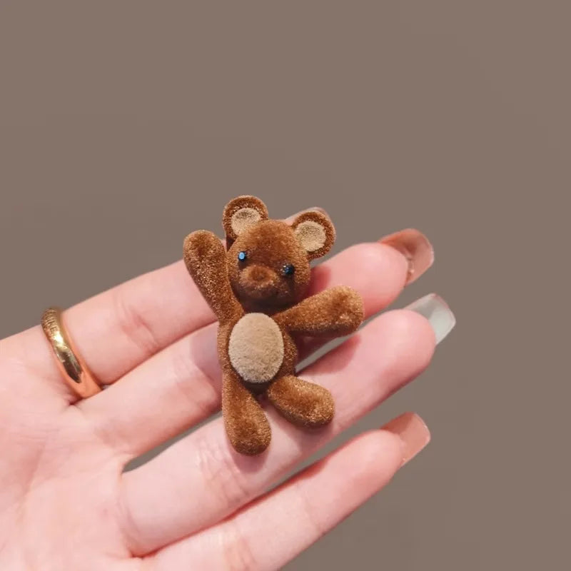 Cute Flocking Cartoon Bear Metal Hairpin For Women Girls Sweet Hair Ornament Side Hair Clip Barrette Fashion Hair Accessories. - Buy online at  Vibe In Cart.
