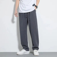 Mens Summer Breathable solid color Casual Pants Loose Straight Leg Cropped Linen Trousers - Buy online at  Vibe In Cart.