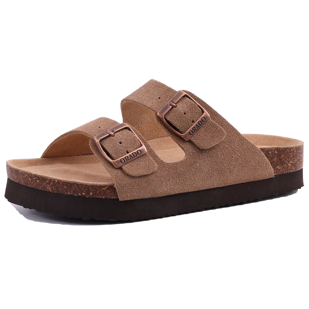 Men's Arch Support Slides Sandals With Adjustable Buckle