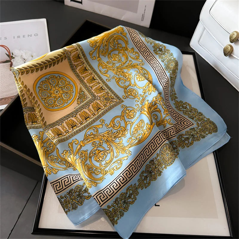 Women's 70x70cm Square Silk Scarf Shawl Headband