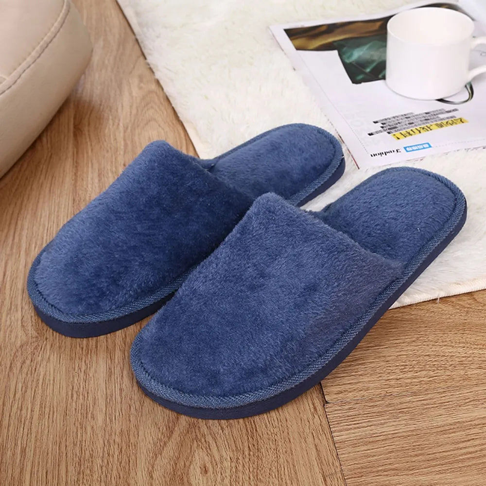 Men's Winter Slippers Warm Bedroom Plush Shoes Home Floor Soft Indoors Thin Velvet Solid Color Non Slip Half Drag Slipper - Buy online at  Vibe In Cart.