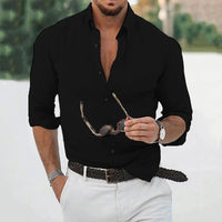 New Cotton Linen Shirts Men's Tops Causal Loose Solid Color Long Sleeves Lapel Men's Autumn Casual Wear Streetwear - Buy online at  Vibe In Cart.