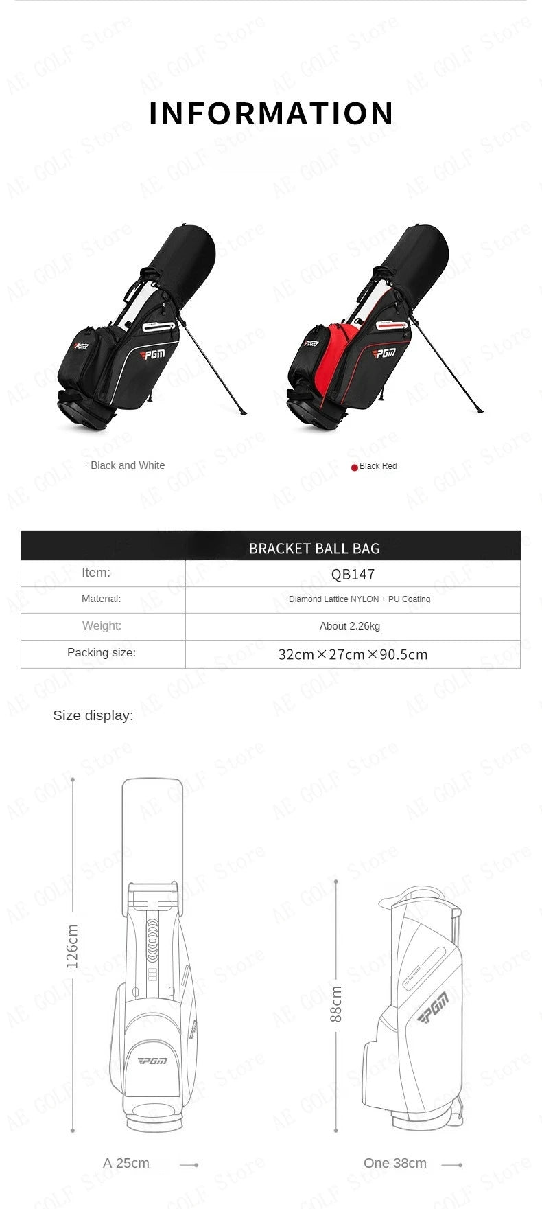 Lightweight Unisex Nylon Golf Rack Bag with 14 Insertions and Shoulder Strap