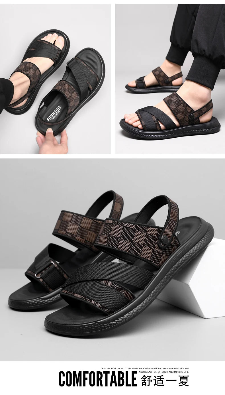 Men's Waterproof Gladiator Sandals with Buckle Strap and Rubber Sole