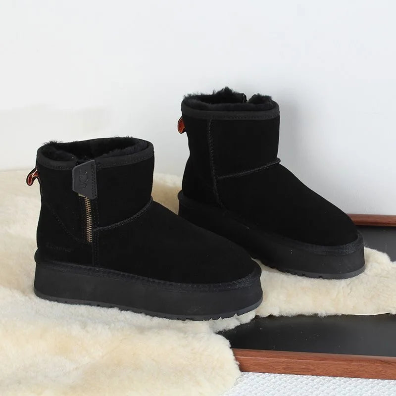 Thick soled snow boots for women 2025 new model, thick soled side zipper short boots with plush and thick cotton shoes - Buy online at  Vibe In Cart.