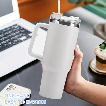 40oz Tumbler Vacuum Insulated Thermos Custom Travel Cup Stainless Steel Water Bottle Coffee Mugs With Handle Outdoor Drinkware - Buy online at  Vibe In Cart.
