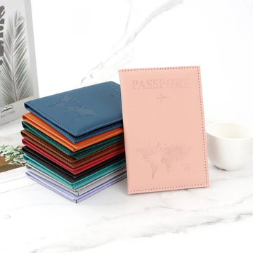 Passport Cover with World Map Design in PU, 14.5 x 10 cm
