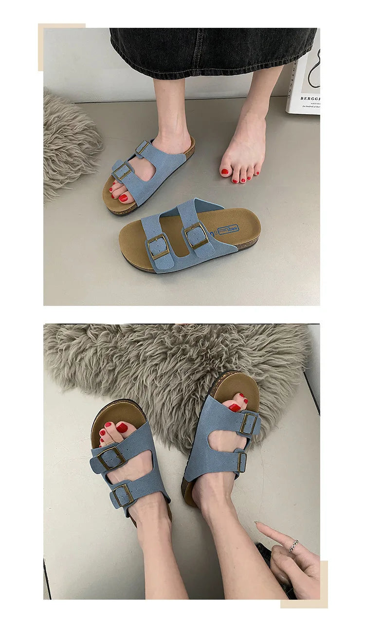 Men's Arch Support Slides Sandals With Adjustable Buckle