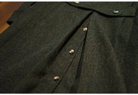 Men's Long Double Breasted Green Overcoat for Autumn and Winter