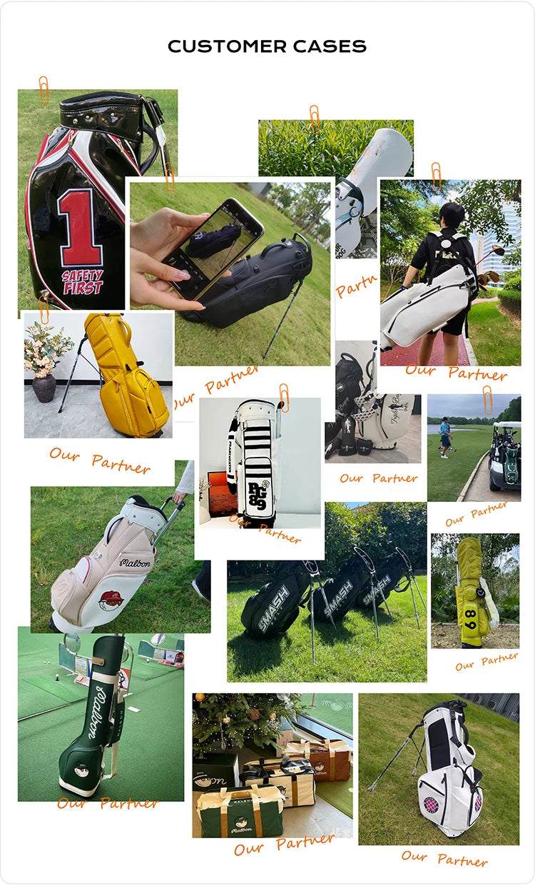 Black PU Leather Waterproof Stand Tour Staff Golf Bag