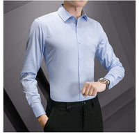 Men's Plus Size Solid White Long Sleeve Slim Fit Business Shirt