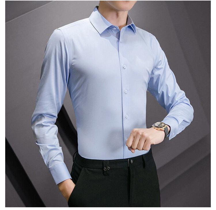 Men's Plus Size White Long Sleeve Business Shirt