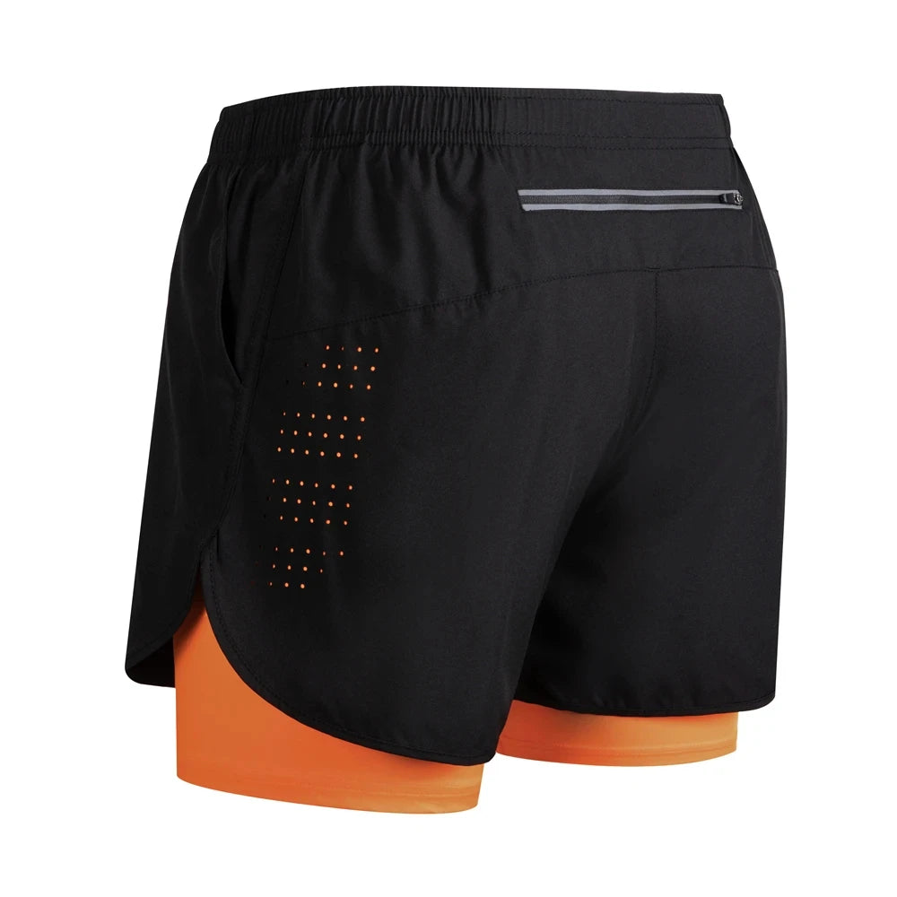 Men's Reflective Quick Drying Polyester Running Shorts With Double Layer