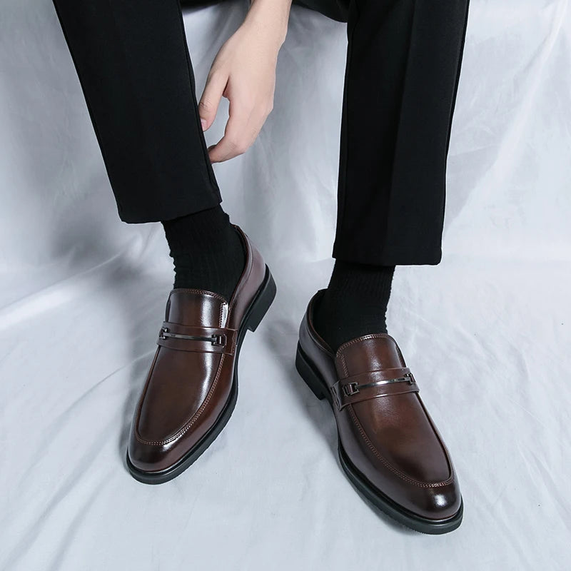 Men's Formal Slip-On Round Toe Loafers Breathable Non-Slip Shoes