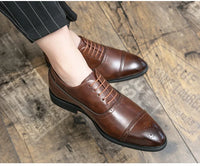 Black Fashionable Oxford Shoes Large Size Casual Business Leather Shoes Wedding Ceremony Shoes Carved Block Design Rubber Sole - Buy online at  Vibe In Cart.