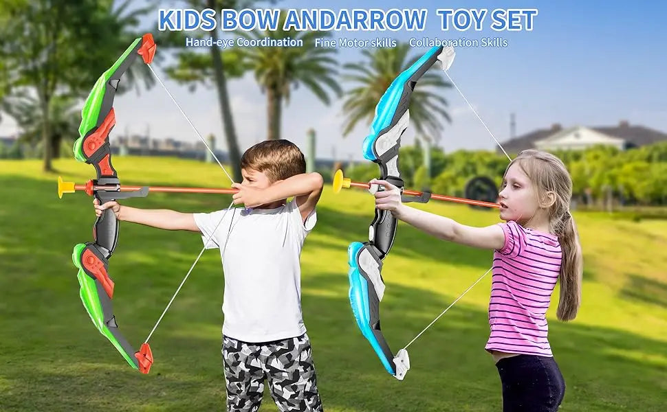 Kids Bow and Arrow Set, LED Light Up Archery Toys Set for Kids Ages 4-8 8-12, with 10 Suction Cup Arrows, Target & Quiver, Boys - Buy online at  Vibe In Cart.