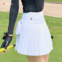 Women's Long Sleeve V-Neck Polo Shirt and Pleated Skort