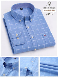 100% Cotton Oxford Men's Shirts Long Sleeves Plaid Soft Regular Fit Formal Dress Shirt Pocket Social Blouse Male Clothes S-7XL - Buy online at  Vibe In Cart.