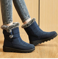 Women's Mid-Calf Snow Boots with Low Wedge Heel and Plush Insole
