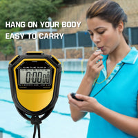 Waterproof Stopwatch Digital Handheld LCD Timer Chronograph Sports Counter with Strap for Swimming Running Football Training - Buy online at  Vibe In Cart.