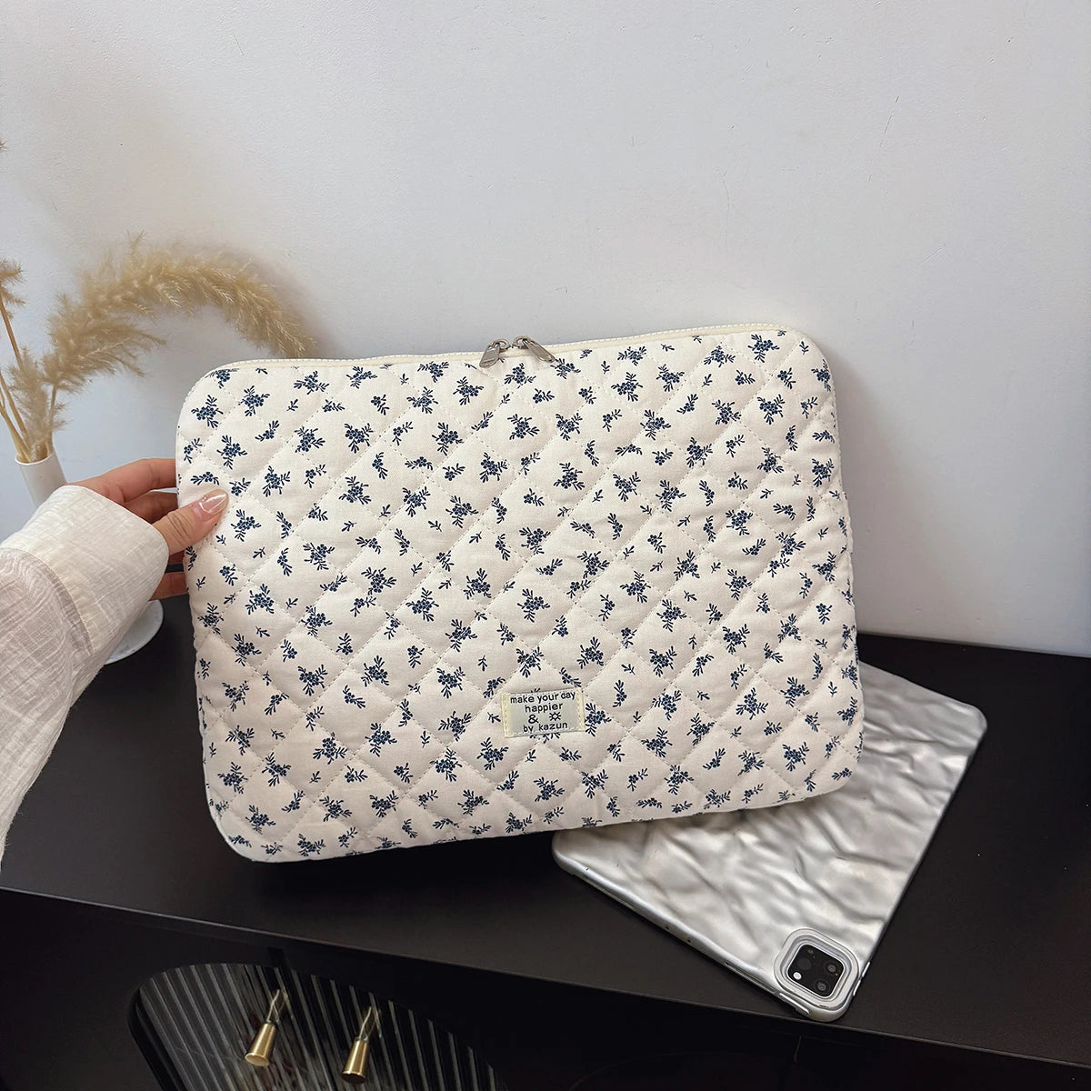 Nylon Flower Print Laptop Sleeve for 11, 14, and 15 Inch Laptops
