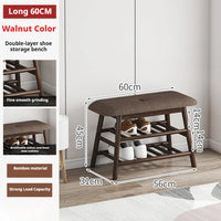 Cushioned Shoe Changing Stool with Integrated Shoe Rack