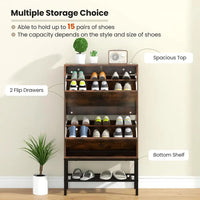 Sturdy Shoe Storage Cabinet, Freestanding Organizer with 2 Drawers, Adjustable Shelves, Slim Shoe Rack for Home Entryways in Rus - Buy online at  Vibe In Cart.