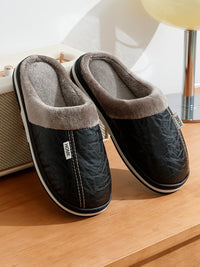 Mens Winter Slippers PU Leather Waterproof Indoor House Shoes Big Size Warm Fur Lined Home Bedroom Slippers - Buy online at  Vibe In Cart.