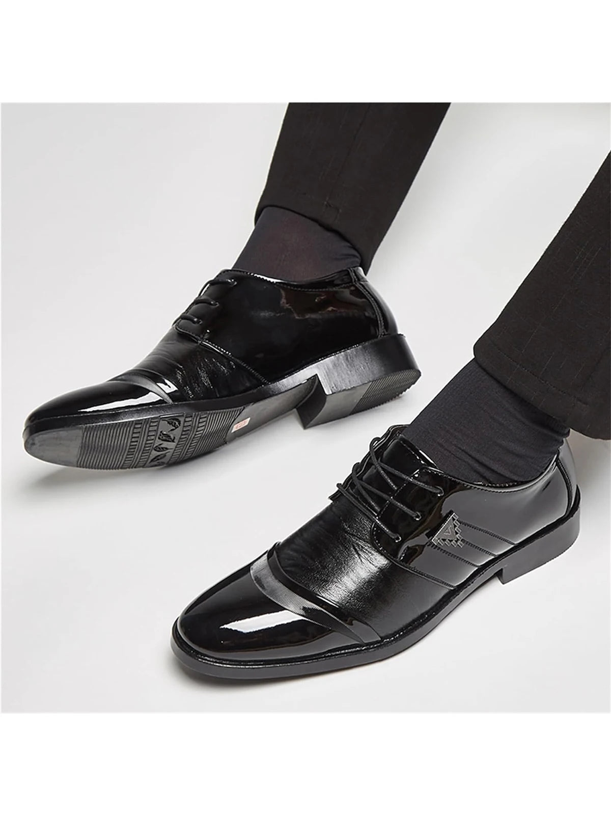 Mens Lace Up Dress Shoes Modern Formal Business Casual Office Suit Tuxedo Patent Leather Oxford Shoes - Buy online at  Vibe In Cart.