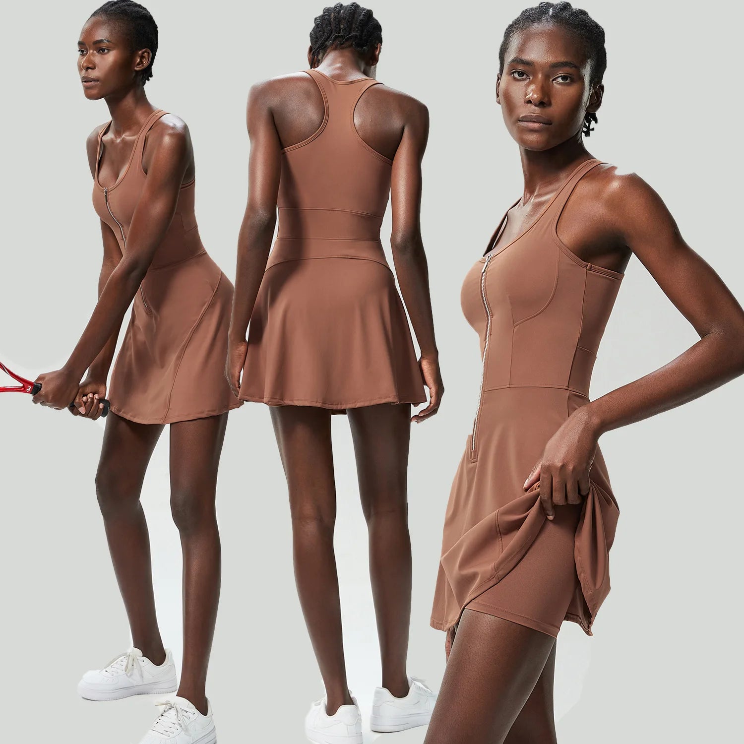 One Piece Tennis Dress Women Summer Solid Color Outdoor Running Skirt Breathable Quick Dry Jumpsuit Breathable Gym Clothes - Buy online at  Vibe In Cart.