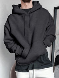 Regular Length Men's Hooded Knit Hoodie for Autumn and Winter Casual Wear