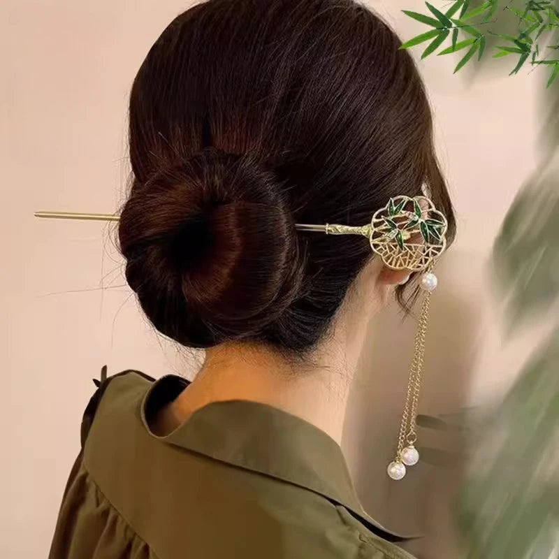 Elegant Chinese Style Hair Clip Tassel Hair Stick Traditional Floral Design Hairstyle Accessory Women Jewelry Hairpin Hairneedle - Buy online at  Vibe In Cart.