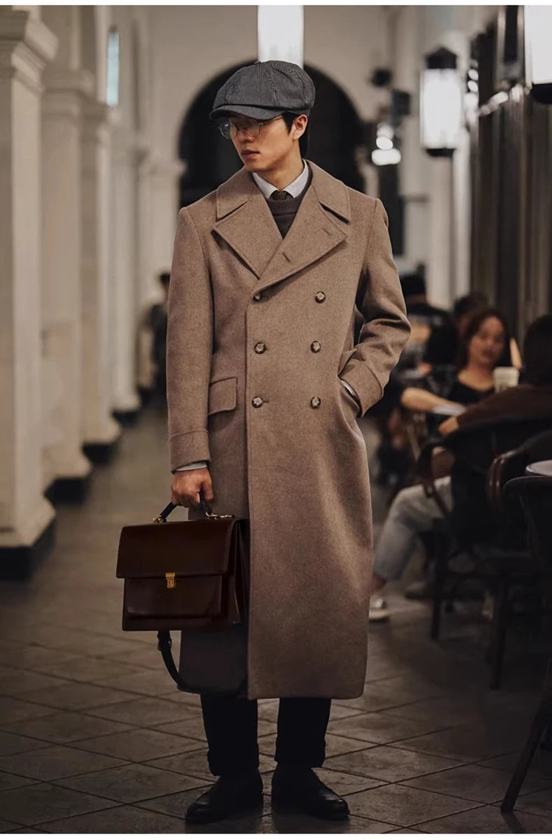 Mauroicardi Autumn Winter Long Warm Green Polo Coat Men Double Breasted Cool Luxury Elegant England Style Wool Blends Overcoat - Buy online at  Vibe In Cart.