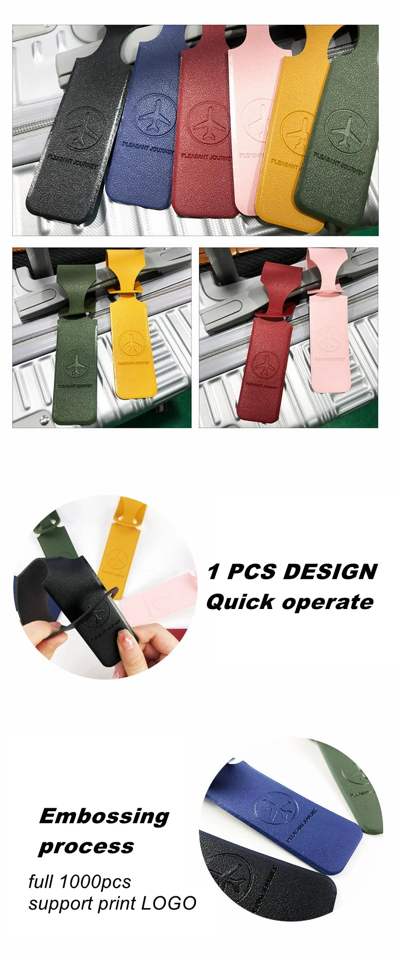 PU Leather Luggage Tag for Suitcase and Travel, 1 Piece