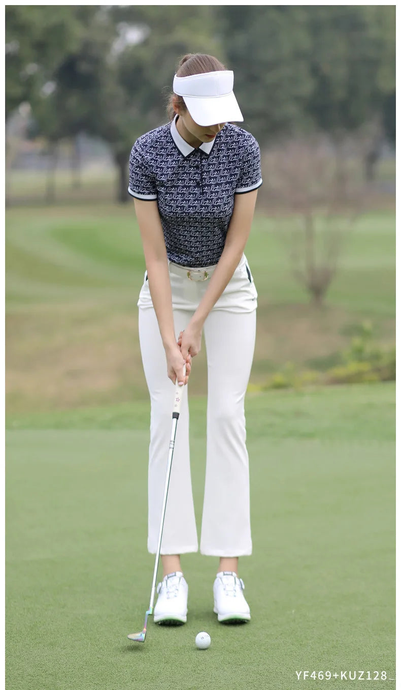 PGM KUZ128 Golf Pants Women's Slim-fitting Waterproof Long Pants with Zipper Pocket, Elastic, Nine-inch Length, Flare Pants - Buy online at  Vibe In Cart.