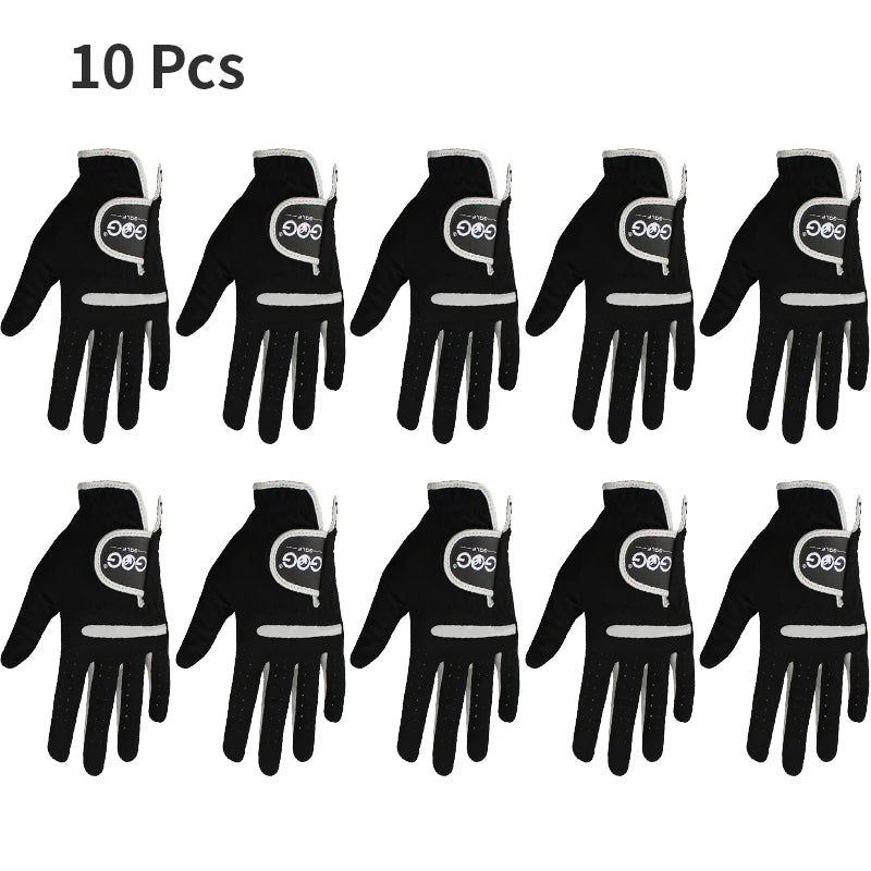10 Pack Blue Breathable Micro Fabric Golf Gloves for Both Hands