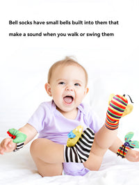 Baby toys - Newborn wrist bell rattle sock with sound paper toy for soothing and early education set - Soft touch