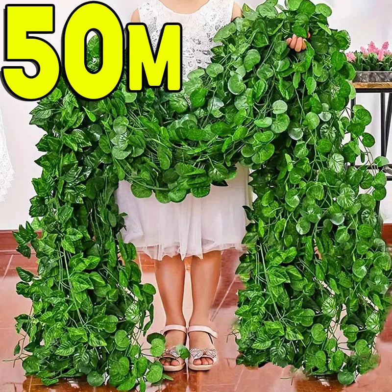 Artificial Green Leaves Ivy Vine Garland Creeper Rattan Fake Leaf Plants Hanging Garlands for Garden Wedding Party Home Decor - Buy online at  Vibe In Cart.