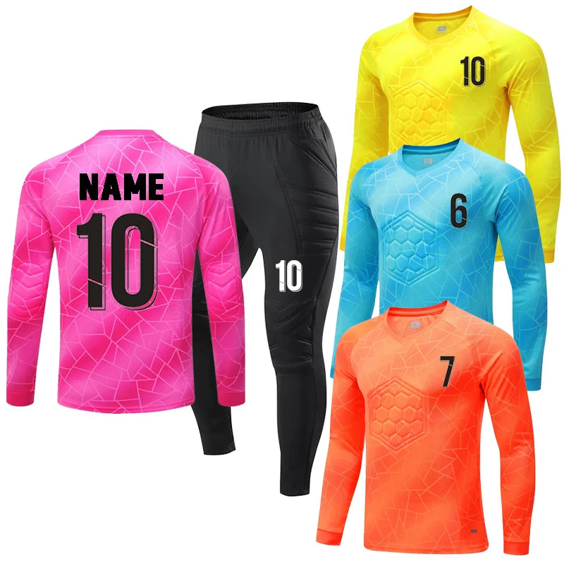 Men Kid 2023 Soccer Goalkeeper Uniform Protective Sponge Long Sleeve Football Training Goalkeeper Top Soccer Jersey Pants Custom - Buy online at  Vibe In Cart.