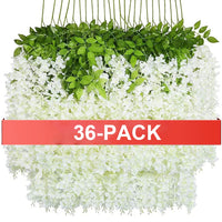 Artificial Wisteria Flowers Hanging Garland, 36/24 Pack, Polyester